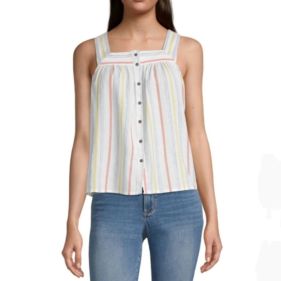 a.n.a Womens Square Neck Sleeveless Tank Top - Picture 1 of 3